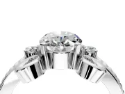 Solitaire Engagement Ring Setting for Oval Center with Twisted Band and Scroll Prong Head in Platinum