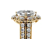 Large Accent Halo Engagement Ring Setting for Asscher Cut Center with Pave Split Shank and Prong Head in Yellow Gold