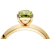 Solitaire Engagement Ring Setting for Fancy Yellow Emerald Cut Center with Wide Knife Ridge Band and Prong Head in Yellow Gold