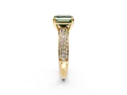 Solitaire Engagement Ring Setting for Fancy Green Asscher Cut Center with Multi-Row Pave Accents and Basket Head in Yellow Gold