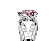 Halo Engagement Ring Setting for Fancy Pink Heart-Shaped Center with Rope Twist Split Shank and Prong Head in White Gold