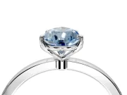 Solitaire Engagement Ring Setting for Fancy Blue Pear-Shaped Center with Thin Rounded Plain Band and Prong Head in Sterling Silver
