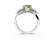 Cluster Engagement Ring Setting for Fancy Yellow Heart-Shaped Center with 2-Row Shoulder Clusters and Prong Head in White Gold