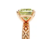 Solitaire Engagement Ring Setting for Fancy Yellow Princess Cut Center with Milgrain X Pattern Band and Prong Head in Rose Gold