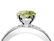 Solitaire Engagement Ring Setting for Fancy Yellow Heart-Shaped Center with Channel-Set Accents and Prong Head in White Gold