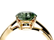 Solitaire Engagement Ring Setting for Fancy Green Round Cut Center with Plain Bypass Twist Band and Prong Head in Yellow Gold