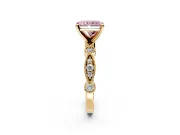 Solitaire Engagement Ring Setting for Fancy Pink Radiant Cut Center with Milgrain Bezel Accents and Prong Head in Yellow Gold