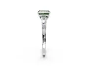 Bar-Set Engagement Ring Setting for Fancy Green Princess Cut Center with Tapered Baguette Accents and Prong Head in White Gold