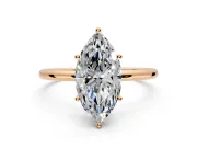 Solitaire Engagement Ring Setting for Marquise Center with Straight Thin Band and Prong Head in Rose Gold