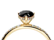 Hidden Halo Engagement Ring Setting for Fancy Black Pear-Shaped Center with Pave Band and Prong Head in Yellow Gold