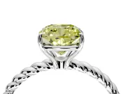 Solitaire Engagement Ring Setting for Fancy Yellow Cushion Cut Center with Plain Twisted Rope Band and Prong Head in White Gold