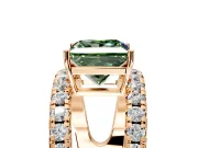 Solitaire Engagement Ring Setting for Fancy Green Princess Cut Center with Wide-Open Split Shank and Prong Head in Rose Gold