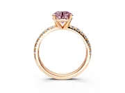 Solitaire Engagement Ring Setting for Fancy Pink Round Cut Center with Large Accents and Prong Head in Rose Gold
