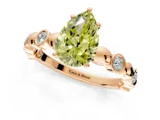 Solitaire Engagement Ring Setting for Fancy Yellow Pear-Shaped Center with Beaded Bezel Station Band and Prong Head in Rose Gold