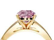 Solitaire Engagement Ring Setting for Fancy Pink Cushion Cut Center with Princess Cut Channel Band and Prong Head in Yellow Gold