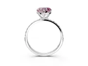 Solitaire Engagement Ring Setting for Fancy Pink Heart-Shaped Center with Pave Accents and Prong Head in Platinum