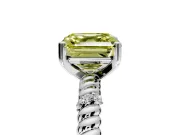 Rope Engagement Ring Setting for Fancy Yellow Asscher Cut Center with Accent Shoulders and Prong Head in Sterling Silver