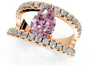 Solitaire Engagement Ring Setting for Fancy Pink Pear-Shaped Center with Wide-Open Split Shank and Prong Head in Rose Gold