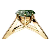 Solitaire Engagement Ring Setting for Fancy Green Heart-Shaped Center with Cathedral Channel Band and Prong Head in Yellow Gold