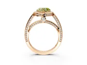 Halo Engagement Ring Setting for Fancy Yellow Heart-Shaped Center with Framed Halo, Pave Band and Prong Head in Rose Gold