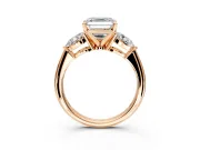 3 Stone Engagement Ring Setting for Asscher Cut Center with Large Pear-Shaped Accents and Prong Head in Rose Gold