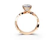 Solitaire Engagement Ring Setting for Princess Cut Center with Pave and Plain Crossover Band and Prong Head in Rose Gold