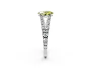 Solitaire Engagement Ring Setting for Fancy Yellow Oval Center with Pave Split Shank and Prong Head in White Gold