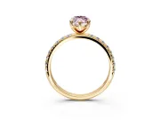 Solitaire Engagement Ring Setting for Fancy Pink Marquise Center with Micro Pave Band and Prong Head in Yellow Gold
