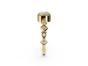 Milgrain Bezel Engagement Ring Setting for Cushion Cut Center with Marquise Stations and Bezel Head in Yellow Gold