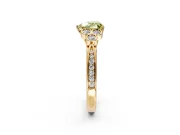 Cluster Engagement Ring Setting for Fancy Yellow Heart-Shaped Center with Bezel Accent Clusters and Prong Head in Yellow Gold