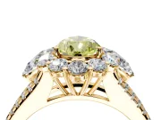 Halo Engagement Ring Setting for Fancy Yellow Pear-Shaped Center with Two-Strand Split Shank and Prong Head in Yellow Gold