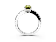 Solitaire Engagement Ring Setting for Fancy Yellow Emerald Cut Center with Single Row Accent Band and Prong Head in Platinum