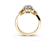 Floral Engagement Ring Setting for Round Cut Center with Marquise Cluster Shoulders and Prong Head in Yellow Gold