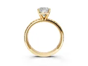 Solitaire Engagement Ring Setting for Cushion Cut Center with Milgrain X Pattern Band and Prong Head in Yellow Gold