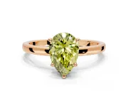 Hidden Halo Engagement Ring Setting for Fancy Yellow Pear-Shaped Center with Plain Band and Tall Prong Head in Rose Gold