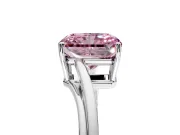 Solitaire Engagement Ring Setting for Fancy Pink Radiant Cut Center with Plain Bypass Twist Band and Prong Head in Sterling Silver