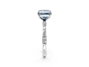 Solitaire Engagement Ring Setting for Fancy Blue Princess Cut Center with Pave Accents and Prong Head in White Gold