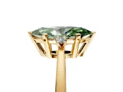 3 Stone Engagement Ring Setting for Fancy Green Marquise Center with Low-Set Round Cut Accents and Prong Head in Yellow Gold
