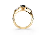 Channel-Set Engagement Ring Setting for Fancy Black Marquise Center with Baguette Band and Prong Head in Yellow Gold