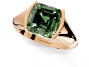 Tension Engagement Ring Setting for Fancy Green Asscher Cut Center with Wide Tapered Band and Tension Head in Rose Gold