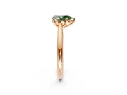 Solitaire Engagement Ring Setting for Fancy Green Pear-Shaped Center with Narrow Cathedral Band and Prong Head in Rose Gold
