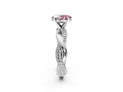 Solitaire Engagement Ring Setting for Fancy Pink Oval Center with Pave and Plain Crossover and Basket Head in Platinum