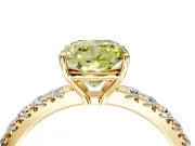 Solitaire Engagement Ring Setting for Fancy Yellow Cushion Cut Center with Large Accent Band and Prong Head in Yellow Gold
