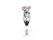 Solitaire Engagement Ring Setting for Fancy Pink Pear-Shaped Center with Criss-Cross Accent Band and Prong Head in Sterling Silver