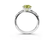 Cluster Engagement Ring Setting for Fancy Yellow Round Cut Center with Round Cut Accent Band and Prong Head in Sterling Silver