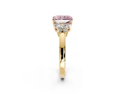 Solitaire Engagement Ring Setting for Fancy Pink Radiant Cut Center with Marquise Flower Shoulders and Prong Head in Yellow Gold