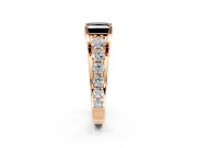 Solitaire Engagement Ring Setting for Fancy Black Princess Cut Center with Graduated Shared Prongs and Prong Head in Rose Gold
