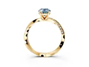 Side Accent Engagement Ring Setting for Fancy Blue Oval Center with Accent Shoulders and Prong Head in Yellow Gold