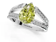 Split Shank Engagement Ring Setting for Fancy Yellow Pear-Shaped Center with Pave Split Shank and Prong Head in Platinum