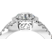 Halo Engagement Ring Setting for Round Cut Center with Wide-Open Pave Split Shank and Prong Head in Platinum